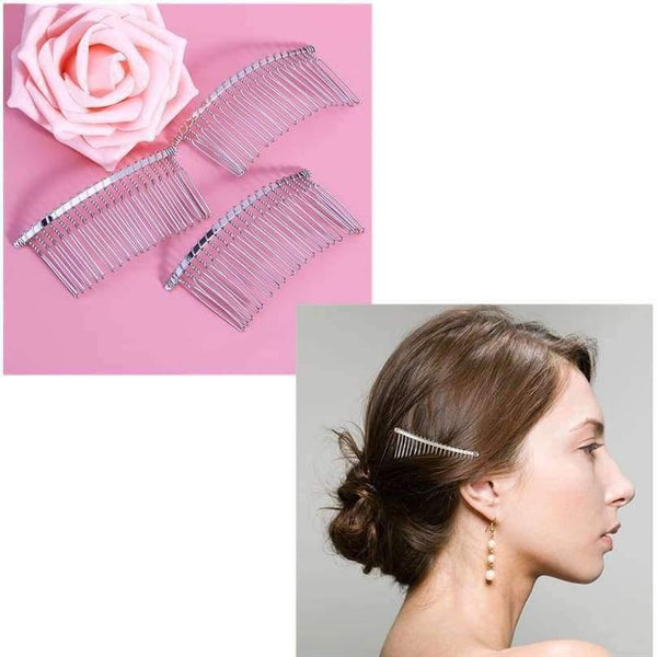 Planet Gates 3pcs Women Beauty Hair Care 7.8cm Fancy DIY Metal Wire Styling Tool Hair Clip Combs Bridal Wedding Veil Combs Silver