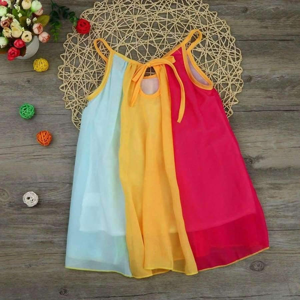 Planet Gates 3T / China Toddler Kids Baby Girl Princess Clothes Sleeveless Chiffon Tutu Rainbow Dresses baby  dress summer #15