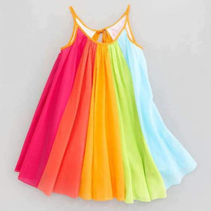 Planet Gates 3T / China Toddler Kids Baby Girl Princess Clothes Sleeveless Chiffon Tutu Rainbow Dresses baby  dress summer #15