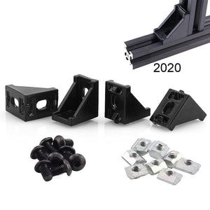 4/10 Sets 2 Hole 2020 Corner Bracket Right Angle 20Series Aluminum Brackets with Screws Nuts for Extrusion Profile with Slot 6mm