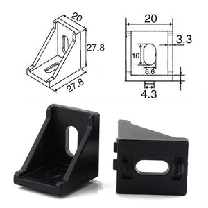 4/10 Sets 2 Hole 2020 Corner Bracket Right Angle 20Series Aluminum Brackets with Screws Nuts for Extrusion Profile with Slot 6mm