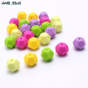Planet Gates 4/15 mm 50 stk. farverige silikone pentagonperler til babyer, tyggetabletter, tandfrembrud, ammehalskæde, legetøj, gør-det-selv smykkefremstilling, 50 stk.