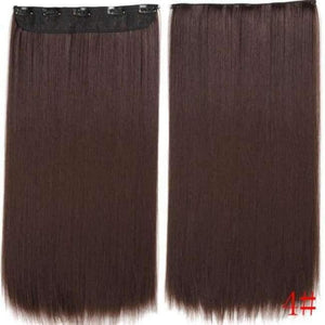 Planet Gates #4 / 22inches 22Inch Long Straight Synthetic Clip in Hair Extension Heat Resistant 5 Clip Hairpiece Black Blonde Brown Synthetic Hair