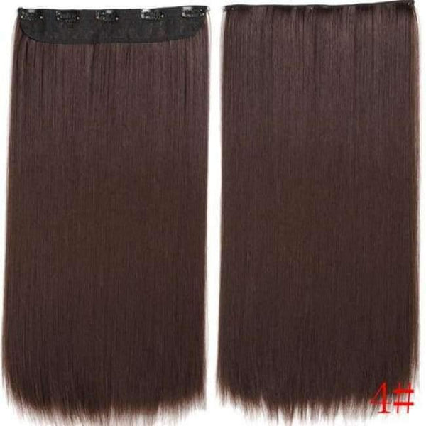 Planet Gates #4 / 22inches 22Inch Long Straight Synthetic Clip in Hair Extension Heat Resistant 5 Clip Hairpiece Black Blonde Brown Synthetic Hair