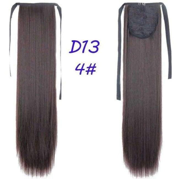 Planet Gates #4 / 22inches / China 100g/piece 22 inch Long Ponytail Hair Extension Tail Hairpiece Straight Brown Synthetic Women's Hair High Temperature Fiber