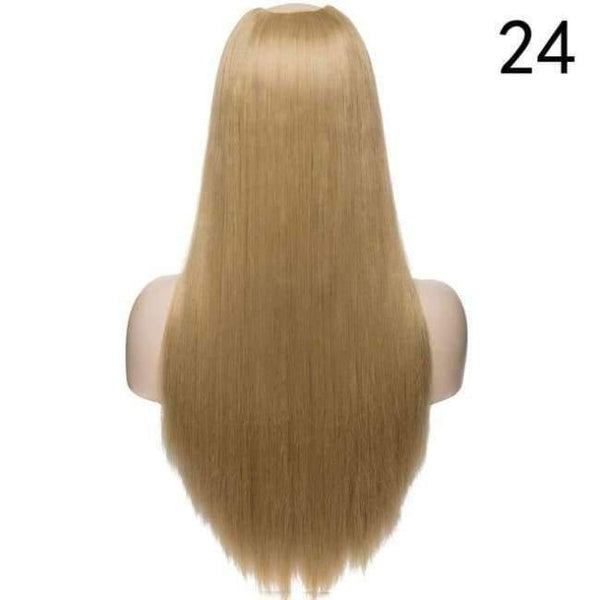 Planet Gates #4 / 26inch 26" Brazilian Straight U Part Wig  Hair Extension False Hair Long Natural Synthetic Hair for Women Middle Openning