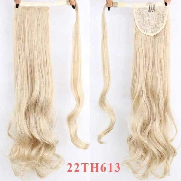 Planet Gates #4/27/613 / 22inches / China 22" Long Wave Clip In Hair Tail False Hair Ponytail Hairpiece With Hairpins Synthetic Wig Pony Tail Hair Extensions