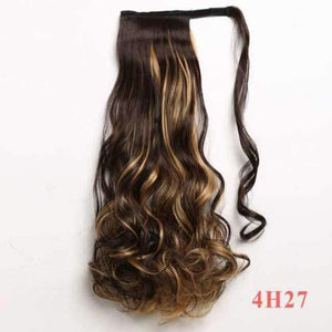Planet Gates 4/27HL / 22inches / China 22" Long Wave Clip In Hair Tail False Hair Ponytail Hairpiece With Hairpins Synthetic Wig Pony Tail Hair Extensions