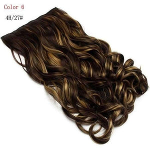 Planet Gates 4/27HL / 24inches 24'' Clip in Hair Extensions Natural One Pieces 5Clips Heat Resistant Synthetic Hair Wavy Ombre Hairpiece Women Wigs