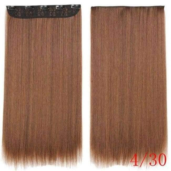 Planet Gates 4/30HL / 22inches 22Inch Long Straight Synthetic Clip in Hair Extension Heat Resistant 5 Clip Hairpiece Black Blonde Brown Synthetic Hair