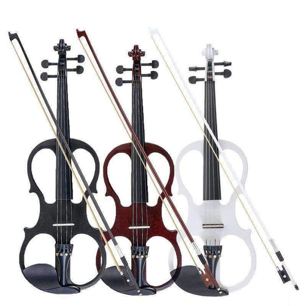 Planet Gates 4/4 Bilateral Electric Violin Fiddle Stringed Instrument Basswood with Fittings Cable Headphone Case for Music Lovers Beginners