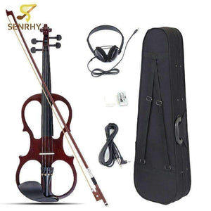 Planet Gates 4/4 Bilateral Electric Violin Fiddle Stringed Instrument Basswood with Fittings Cable Headphone Case for Music Lovers Beginners