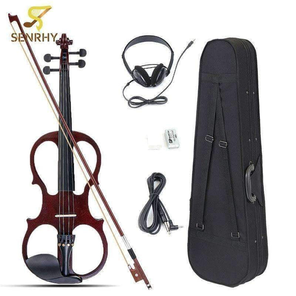 Planet Gates 4/4 Bilateral Electric Violin Fiddle Stringed Instrument Basswood with Fittings Cable Headphone Case for Music Lovers Beginners