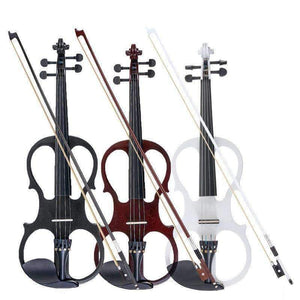 Planet Gates 4/4 Bilateral Electric Violin Fiddle Stringed Instrument Basswood with Fittings Cable Headphone Case for Music Lovers Beginners