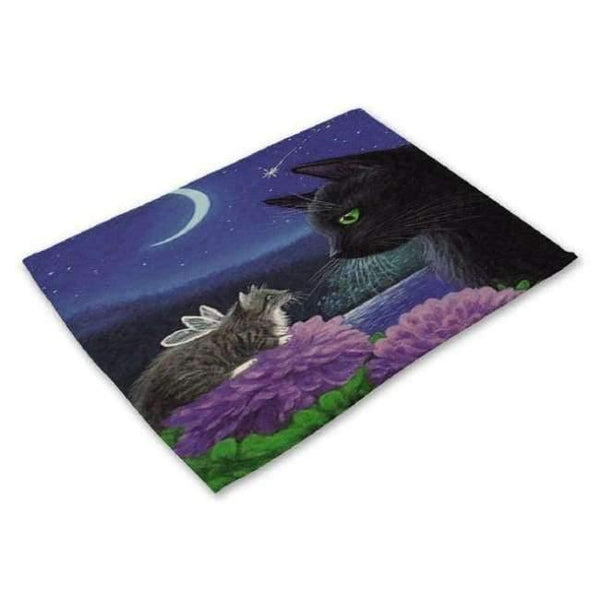 Planet Gates 4 / 42X32CM Designs Cartoon Cat Table Mats For Dining Table Mermaid King Bowl Tableware Pad Coaster Kitchen Accessories Retro