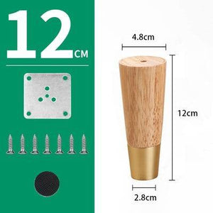 4pcs/lot Wood Legs TV Cabinet Support Sofa Legs Furniture Accessory Brass Gold Cups Solid Wooden Feet