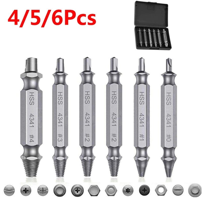 Planet Gates 4/5/6 PCS Damaged Screw Extractor Drill Bit Set Stripped Broken Screw Bolt Remover Extractor Easily Take Out Demolition Tools