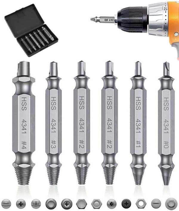 Planet Gates 4/5/6 PCS Damaged Screw Extractor Drill Bit Set Stripped Broken Screw Bolt Remover Extractor Easily Take Out Demolition Tools