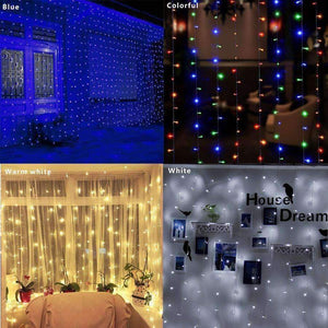 Planet Gates 4.5Mx3M LED Icicle Curtain String Lights Fairy XMAS Light 300 luces Christmas String Light for Party Home Garland Holiday Lights