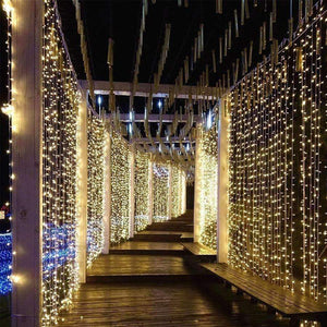 Planet Gates 4.5Mx3M LED Icicle Curtain String Lights Fairy XMAS Light 300 luces Christmas String Light for Party Home Garland Holiday Lights