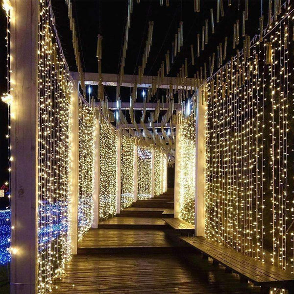 Planet Gates 4.5Mx3M LED Icicle Curtain String Lights Fairy XMAS Light 300 luces Christmas String Light for Party Home Garland Holiday Lights