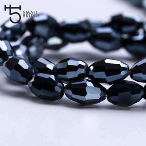 Planet Gates 4*6mm Czech Faceted Black Glass Rice Beads for Making Jewelry Necklace Women Diy Perles Oval Shape Crystal Beads Wholesale Y102