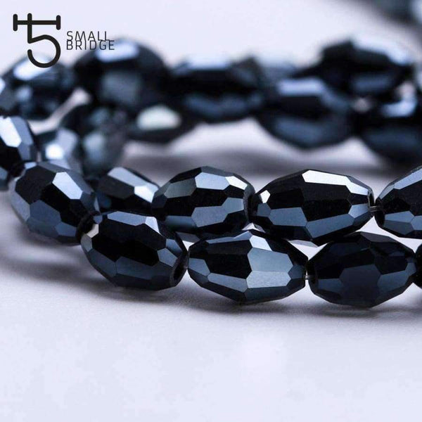 Planet Gates 4*6mm Czech Faceted Black Glass Rice Beads for Making Jewelry Necklace Women Diy Perles Oval Shape Crystal Beads Wholesale Y102