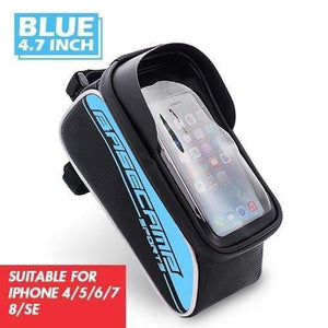 Planet Gates 4.7 Blue Bike Bag Bike Bag Rainproof Bag For Bicycle Front Tube Cycling Bag Phone Case Frame Bicycle Bag MTB Pannier Bicycle Accessories