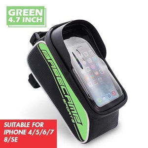 Planet Gates 4.7 Green Bike Bag Bike Bag Rainproof Bag For Bicycle Front Tube Cycling Bag Phone Case Frame Bicycle Bag MTB Pannier Bicycle Accessories