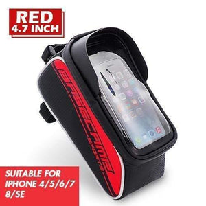 Planet Gates 4.7 Red Bike Bag Bike Bag Rainproof Bag For Bicycle Front Tube Cycling Bag Phone Case Frame Bicycle Bag MTB Pannier Bicycle Accessories