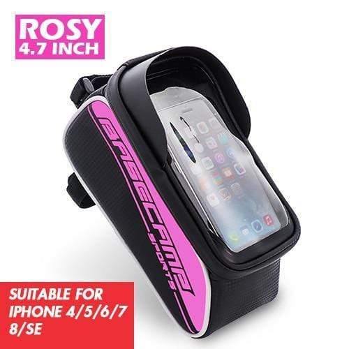 Planet Gates 4.7 Rosy Bike Bag Bike Bag Rainproof Bag For Bicycle Front Tube Cycling Bag Phone Case Frame Bicycle Bag MTB Pannier Bicycle Accessories