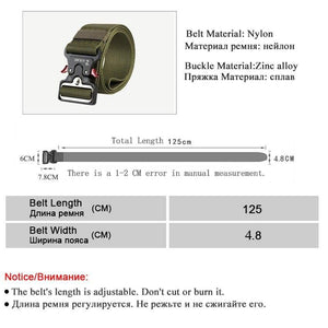 4.8CM Width Men Belt Nylon Tactical Army Belt For Trousers Metal Buckle Canvas Belts Outdoor Training Black Military Waist Belt