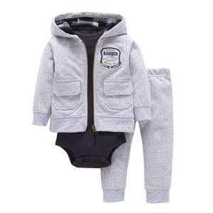 Planet Gates 4 / 9M Newborn Baby boy Girls 3 Pieces Set Clothes Hooded Zipper Full Sleeve Open flowers Coat+Full Sleeve Bodysuits+Pants