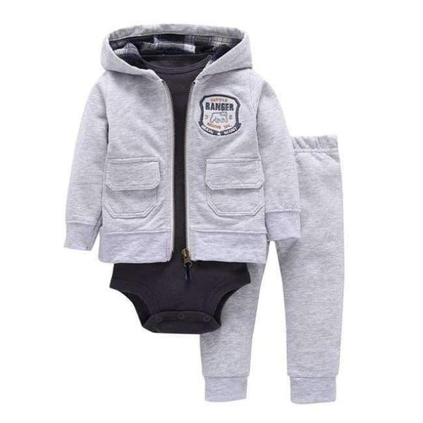 Planet Gates 4 / 9M Newborn Baby boy Girls 3 Pieces Set Clothes Hooded Zipper Full Sleeve Open flowers Coat+Full Sleeve Bodysuits+Pants