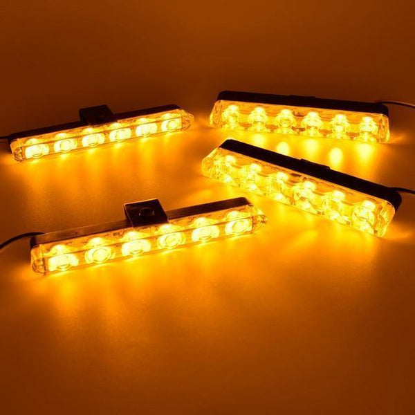 Planet Gates 4 Amber Wireless Remote Stroboscope Led Police Light 4*6 Led Car Truck Ambulance Emergency Flashing Firemen Strobe Warning Light DC 12V