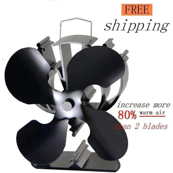 Planet Gates 4 Blades Heat Powered Eco Stove Fan(Black) increase more 80% warm air  than 2 blade stove fan for wood/log burner /fireplace