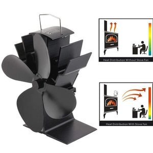 Planet Gates 4 Blades Heat Powered Stove Fan Log Wood Burner Ecofan Quiet Black Home Fireplace Fan Efficient Heat Distribution