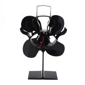 Planet Gates 4 Blades Heat Powered Stove Fan Log Wood Burner Ecofan Quiet Black Home Fireplace Fan Efficient Heat Distribution