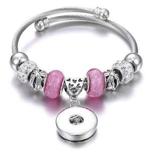 Planet Gates 4 Bracelets for 18mm Snaps Jewelry Elastic Silver Beaded Snap Bracelet Bangles Fit Snap Buttons Jewelry Charms Bracelet