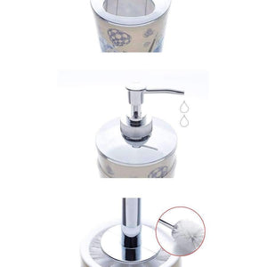 Planet Gates 4 / China 6PCS Eiffel Bathroom Accessory Bin Soap Dish Dispenser Bottle Toothbrush Holder Set Home Bathroom Products Wash Bath Set