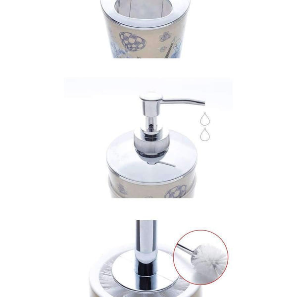 Planet Gates 4 / China 6PCS Eiffel Bathroom Accessory Bin Soap Dish Dispenser Bottle Toothbrush Holder Set Home Bathroom Products Wash Bath Set
