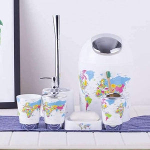 Planet Gates 4 / China 6PCS Eiffel Bathroom Accessory Bin Soap Dish Dispenser Bottle Toothbrush Holder Set Home Bathroom Products Wash Bath Set