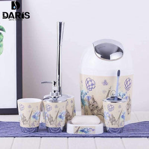 Planet Gates 4 / China 6PCS Eiffel Bathroom Accessory Bin Soap Dish Dispenser Bottle Toothbrush Holder Set Home Bathroom Products Wash Bath Set