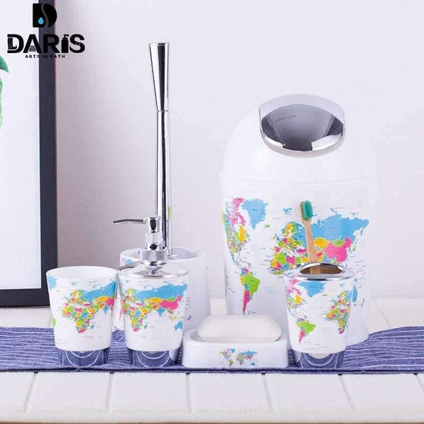 Planet Gates 4 / China 6PCS Eiffel Bathroom Accessory Bin Soap Dish Dispenser Bottle Toothbrush Holder Set Home Bathroom Products Wash Bath Set