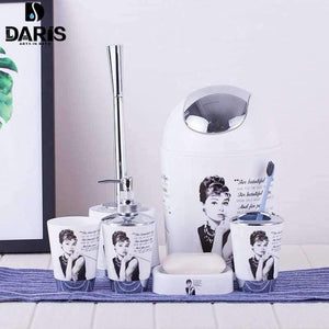 Planet Gates 4 / China 6PCS Eiffel Bathroom Accessory Bin Soap Dish Dispenser Bottle Toothbrush Holder Set Home Bathroom Products Wash Bath Set