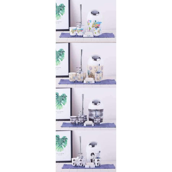 Planet Gates 4 / China 6PCS Eiffel Bathroom Accessory Bin Soap Dish Dispenser Bottle Toothbrush Holder Set Home Bathroom Products Wash Bath Set