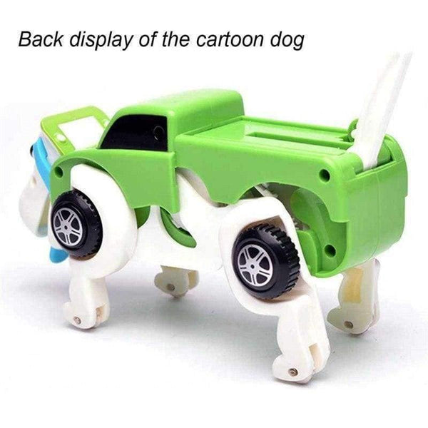 Planet Gates 4 Colors 14CM Cool Automatic Transform Dog Car Vehicle Clockwork Wind Up Toys for Children Kids Boy Girl Toy Gift