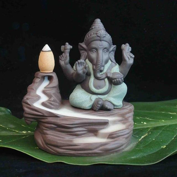 Creative environmental Home office Decor The Little Monk Censer India Lord Ganesha ack-flow Ceramic Incense Burner