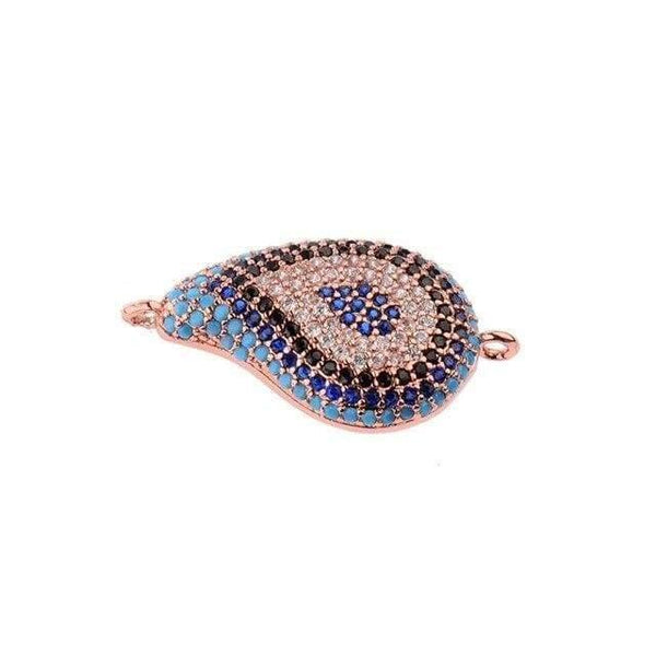 Planet Gates 4 Crystal Evil Eye Spacer Beads Brass Connectors Bracelet Componet Charm Jewelry Making