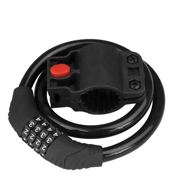 Planet Gates 4 Digit Password Bike Lock 360 Roation Security Steel Cycling Cable Anti-Theft Wire Lock with Holder Bicycle Accessories